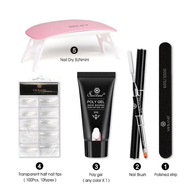 Kit de Gel Acrílico Rápido con Cristal para Uñas