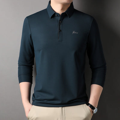 Camiseta Manga Larga Hombre Cuello Semiabierto Estilo Coreano - Image 8