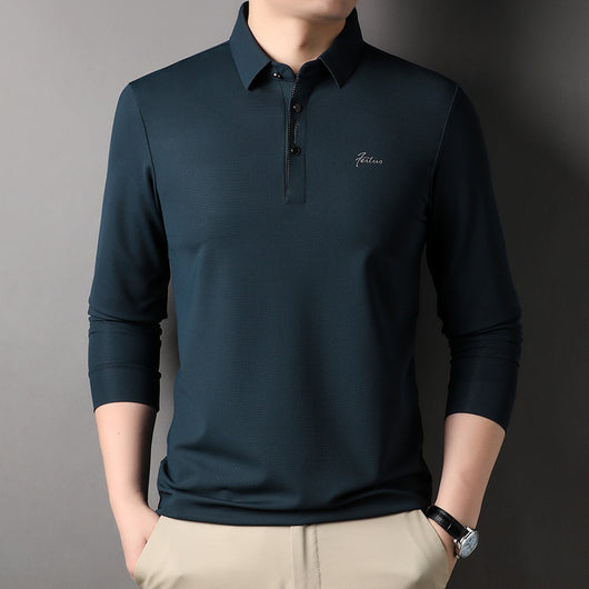 Camiseta Manga Larga Hombre Cuello Semiabierto Estilo Coreano - Image 8