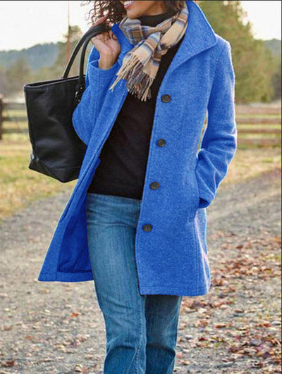 Abrigo Cardigan de Lana para Mujer con Cierre de Hebilla Decorativa - Image 4