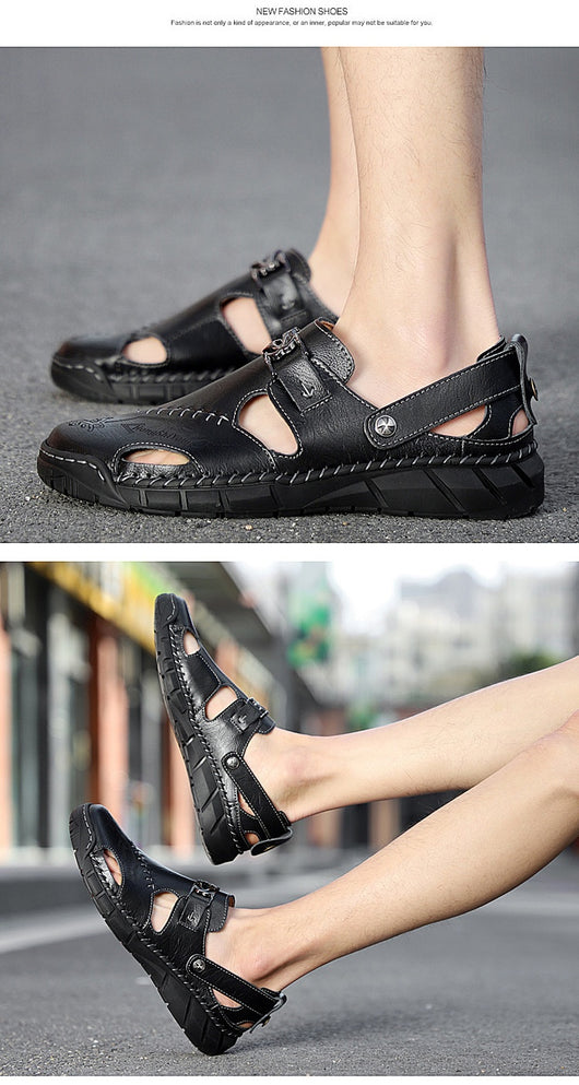 Sandalias Casuales de Cuero Genuino para Hombre - Estilo Versátil y Cómodo - Image 14