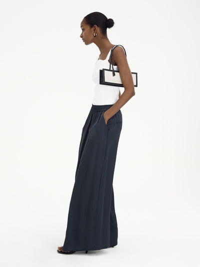 Pantalones Anchos de Pierna Suelta para Mujer - Diseño Combinado en Seda Casual - Image 15
