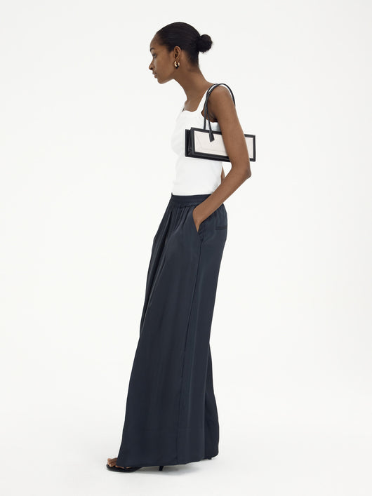 Pantalones Anchos de Pierna Suelta para Mujer - Diseño Combinado en Seda Casual - Image 15