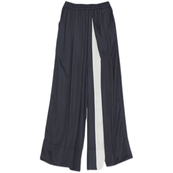 Pantalones Anchos de Pierna Suelta para Mujer - Diseño Combinado en Seda Casual - Image 16