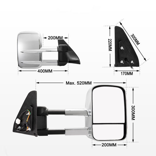 Espejo Retrovisor Plegable Gran Angular Plateado Cromado - Image 7