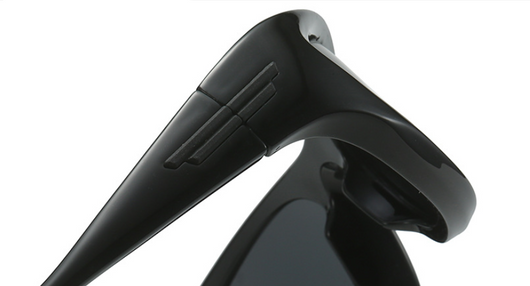 Black polarized sports sunglasses with a wrap-around frame and dark lenses, shown with five other color options. - Image 18
