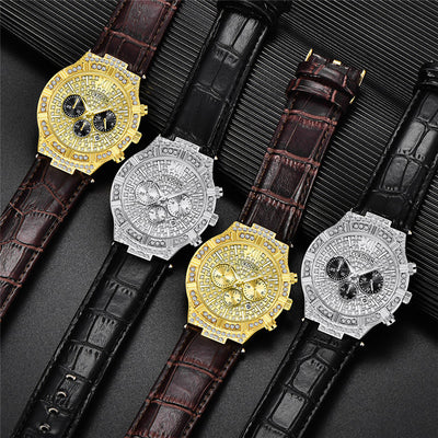 Reloj de Pulsera Hombre Elegante con Diamantes Incrustados y Tres Subdiales - Image 7