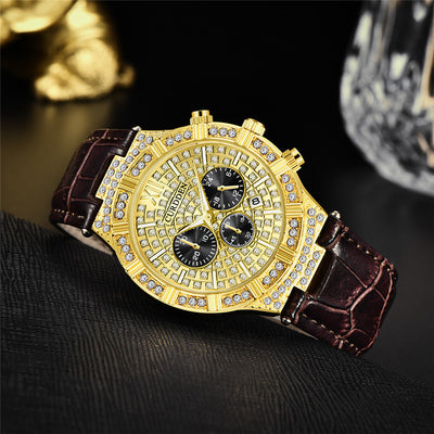 Reloj de Pulsera Hombre Elegante con Diamantes Incrustados y Tres Subdiales - Image 8