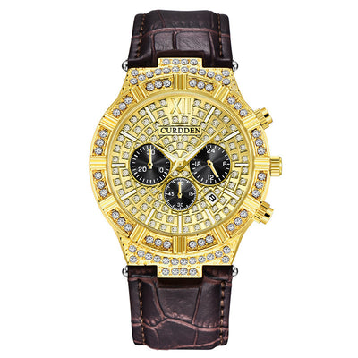 Reloj de Pulsera Hombre Elegante con Diamantes Incrustados y Tres Subdiales - Image 9