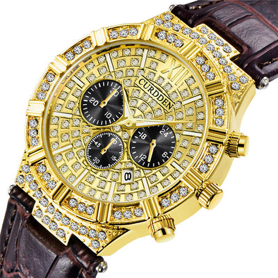 Reloj de Pulsera Hombre Elegante con Diamantes Incrustados y Tres Subdiales - Image 10