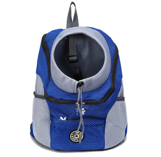 Orange and grey pet carrier backpack with breathable mesh, adjustable neck opening, and front zipper pocket. - Image 5