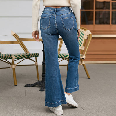 Pantalón Acampanado de Cintura Alta Estilo Casual para Mujer - Otoño - Image 10
