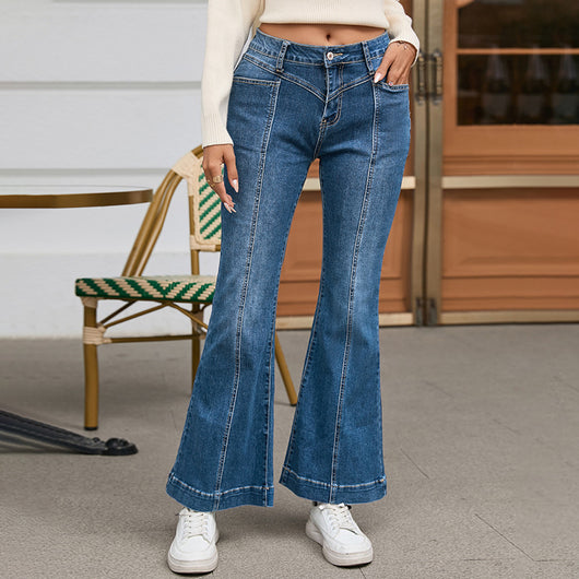 Pantalón Acampanado de Cintura Alta Estilo Casual para Mujer - Otoño - Image 13