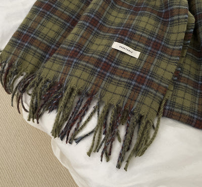 Bufanda Vintage Cuadros Verde para Mujer - Image 13