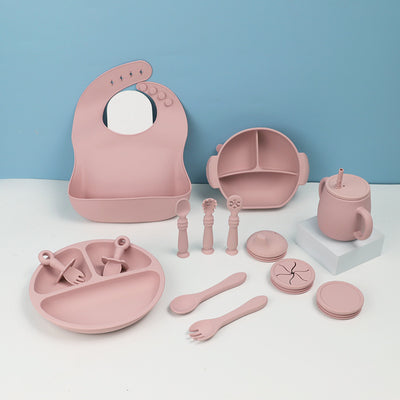 Juego de Vajilla Infantil Silicona 15 Piezas con Ventosa - Cucharas, Platos y Babero - Image 7