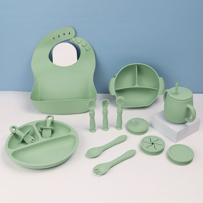 Juego de Vajilla Infantil Silicona 15 Piezas con Ventosa - Cucharas, Platos y Babero - Image 10
