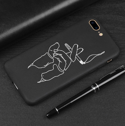 Funda Protectora Abstracta Lover Face TPU Mate Negro - Image 4