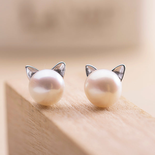 Aretes de Plata S925 Diseño Minimalista Gatito Calado