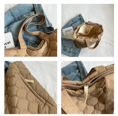 Bolso Tote Acolchado de Algodón con Diseño Rombo - Image 13