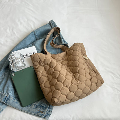 Bolso Tote Acolchado de Algodón con Diseño Rombo - Image 17