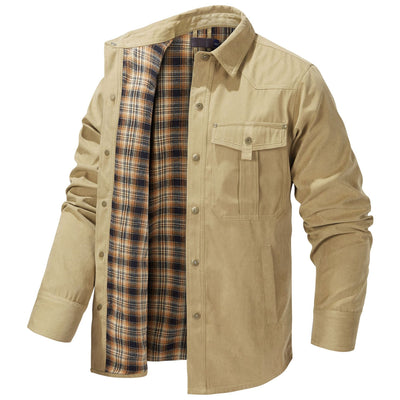 Chaqueta Flanela a Cuadros Tipo Lapela para Hombre Talla Grande - Image 12
