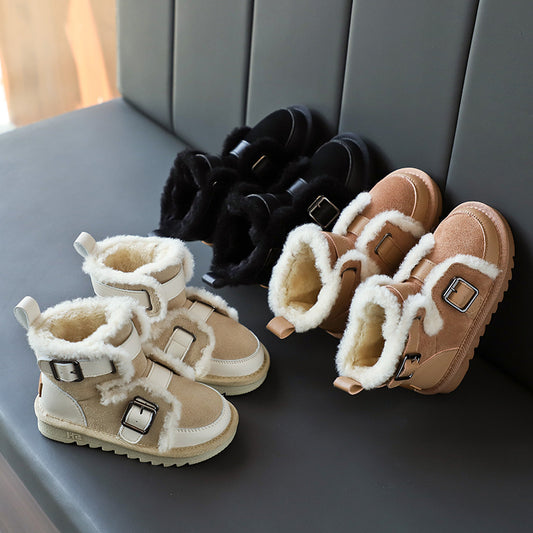 Botas Cortas para Niña con Lana Genuina y Suela Antideslizante