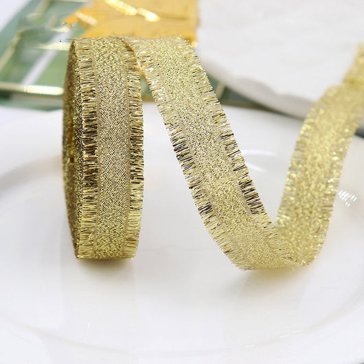 Cinta Decorativa para Regalos Bodas Oro y Plata con Flecos y Moño - Image 23