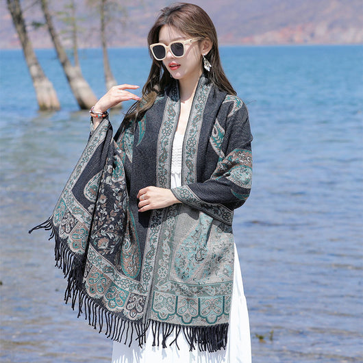 Bufanda Étnica Jacquard en Cashmira Artificial para Mujer - Image 9