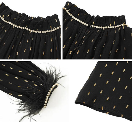 Blusa Larga de Seda Dorada para Otoño - Elegancia Negra Sofisticada - Image 8