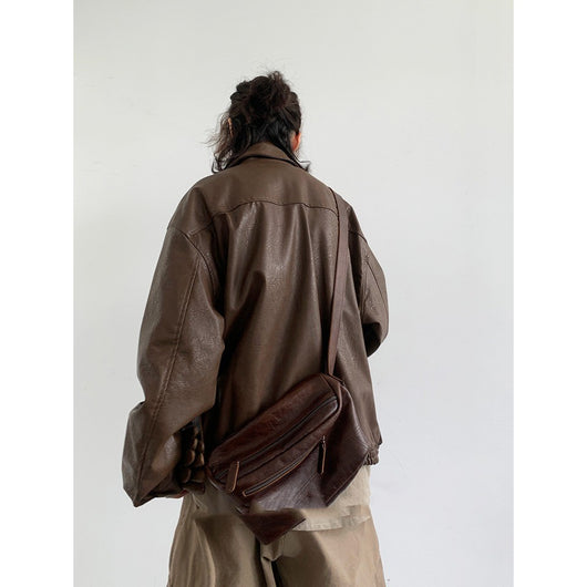 Chaqueta de Cuero Motociclista Retro Estilo Japonés - Image 10