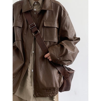 Chaqueta de Cuero Motociclista Retro Estilo Japonés - Image 12