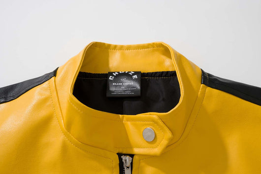 Chaqueta Hip Hop Suelta de Cuero con Letras Estampadas y Cuello Alto para Hombre - Image 7