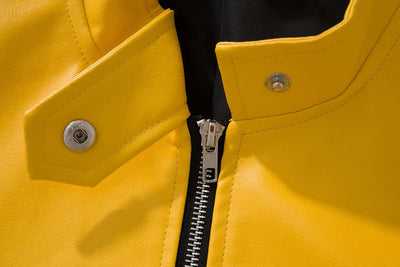 Chaqueta Hip Hop Suelta de Cuero con Letras Estampadas y Cuello Alto para Hombre - Image 9