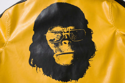 Chaqueta Hip Hop Suelta de Cuero con Letras Estampadas y Cuello Alto para Hombre - Image 12