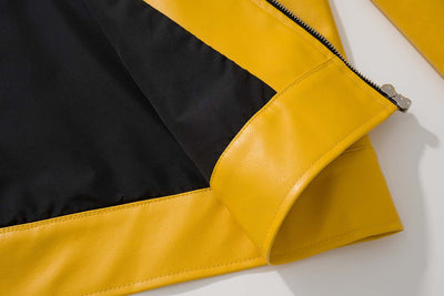 Chaqueta Hip Hop Suelta de Cuero con Letras Estampadas y Cuello Alto para Hombre - Image 14