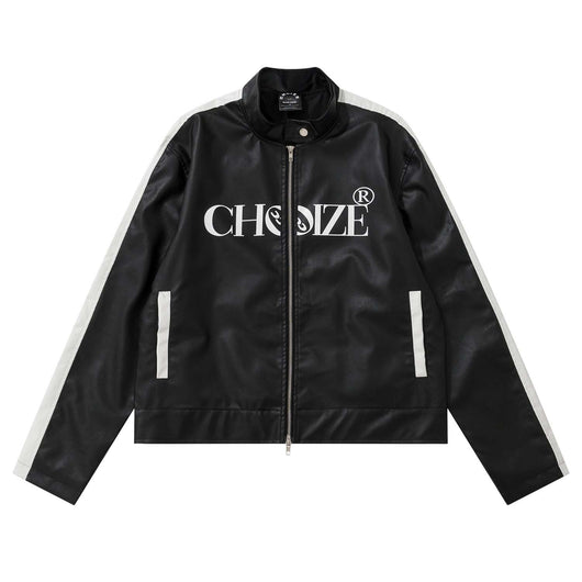 Chaqueta Hip Hop Suelta de Cuero con Letras Estampadas y Cuello Alto para Hombre - Image 17