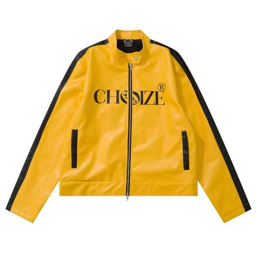 Chaqueta Hip Hop Suelta de Cuero con Letras Estampadas y Cuello Alto para Hombre - Image 21