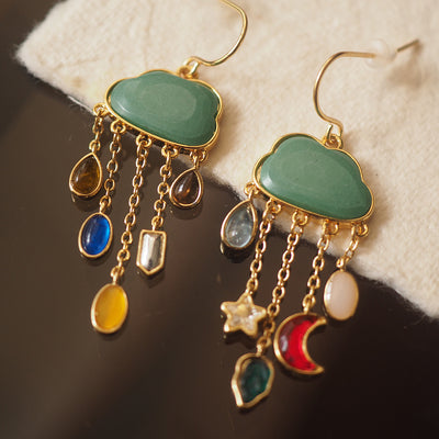 Aretes Largos de Piedra Natural con Flecos y Forma de Nube - Image 13
