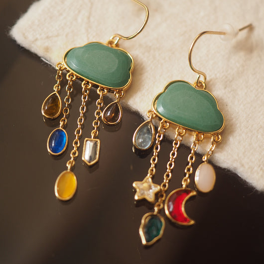 Aretes Largos de Piedra Natural con Flecos y Forma de Nube - Image 13