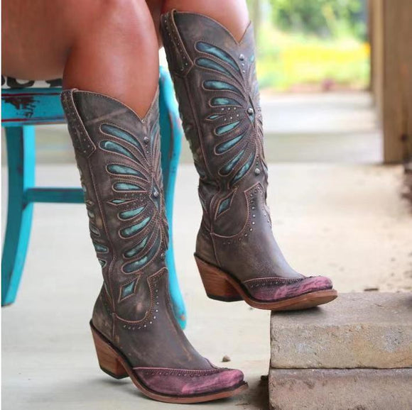 Botas de Invierno para Mujer con Tacón Grueso y Remaches - Talla Grande