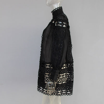 Vestido con Mangas Linterna y Detalles Calados - Image 5