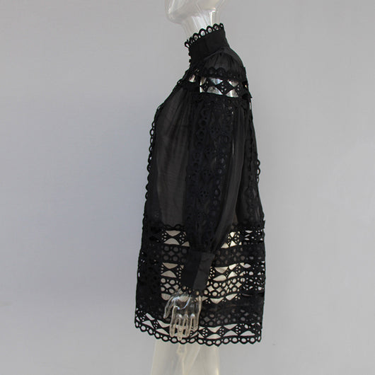 Vestido con Mangas Linterna y Detalles Calados - Image 5