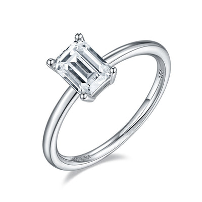 Anillo de Moissanita Rectangular Plata 925 con Baño de Platino para Mujer - Image 16