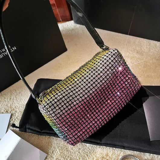 Bolso Cuadrado Portátil con Strass y Acabado Satinado - Image 8