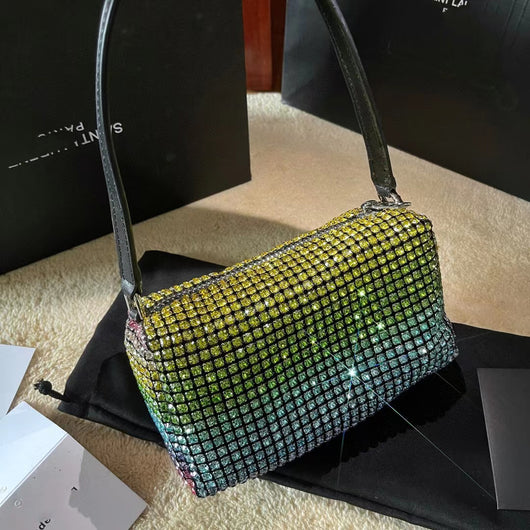 Bolso Cuadrado Portátil con Strass y Acabado Satinado - Image 10
