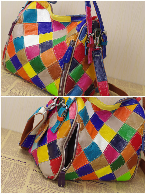 Bolso de Hombro en Cuero con Costura Artesanal