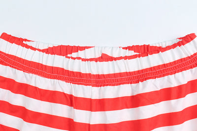 White long-sleeve pajama top with "I ❤️ CHOCOLATE" graphic and red trim, paired with red and white striped pajama pants. - Image 17