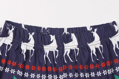 White and navy blue baby romper with a reindeer graphic wearing a red plaid scarf, featuring long raglan sleeves and snap closures. - Image 20
