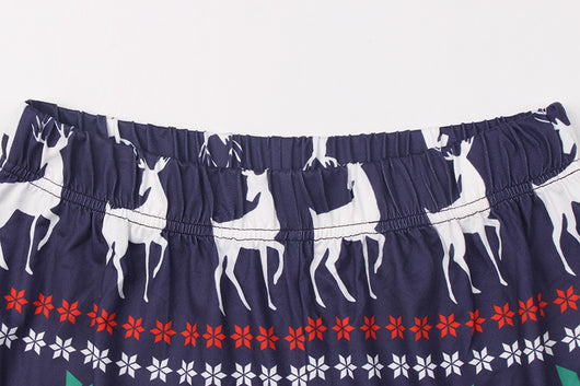 White and navy blue baby romper with a reindeer graphic wearing a red plaid scarf, featuring long raglan sleeves and snap closures. - Image 20