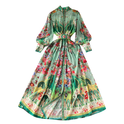 Vestido Camisero Retro Cuello Mao con Mangas Farol - Elegancia Vintage - Image 10